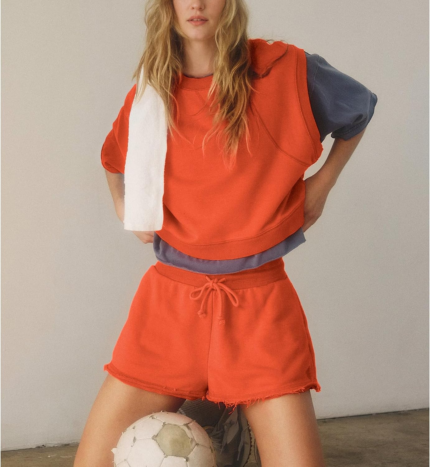 Songling Two Piece Sets for Women Summer Short Workout Tank Tops and Shorts Matching Set Outfits Tracksuit with Pockets