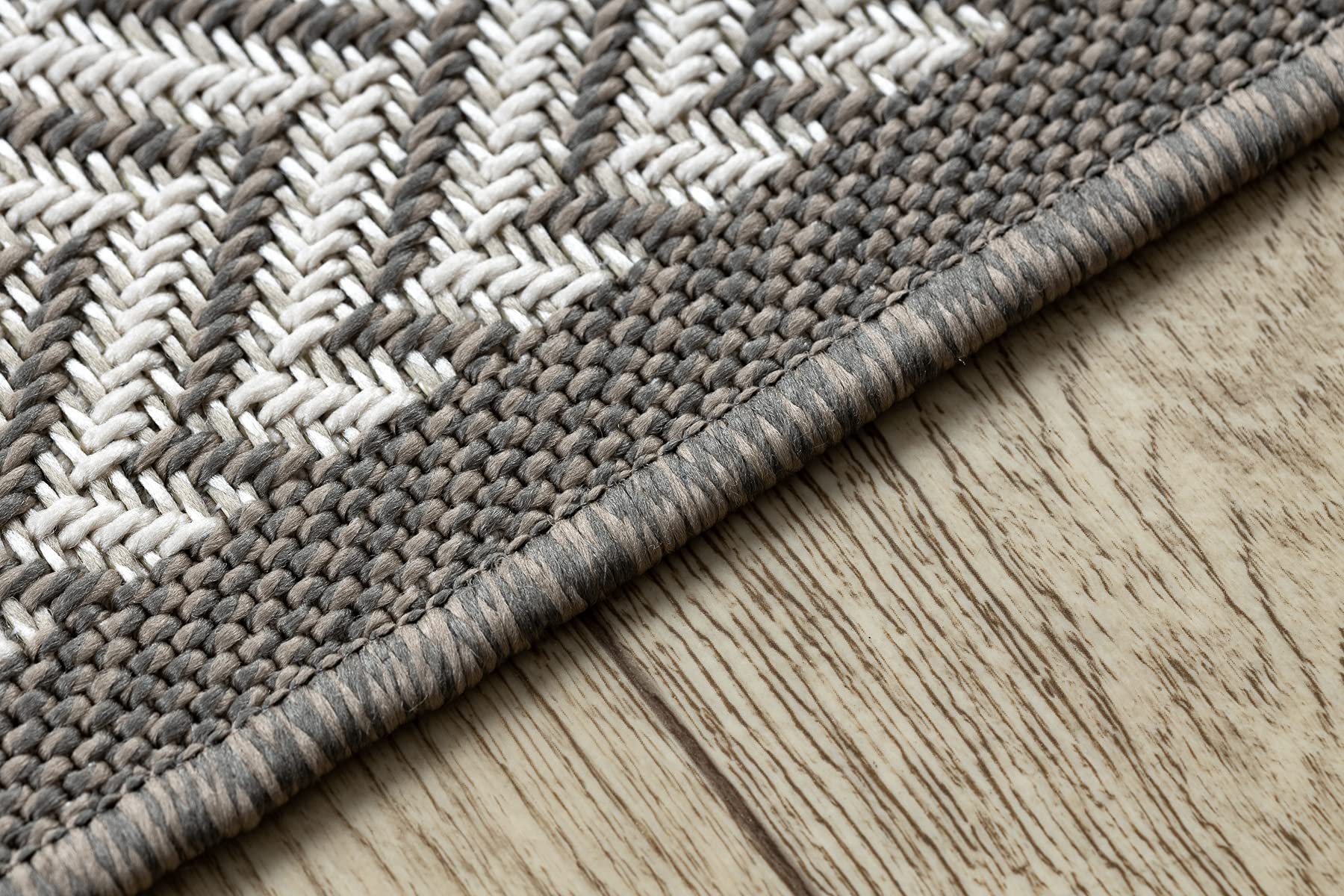 rugsx Tapis SISAL BORDERO Intérieur & Extérieur, Tissage à Plat, pour Chambre/terrasse/Balcon, crème/Taupe 120x170 cm