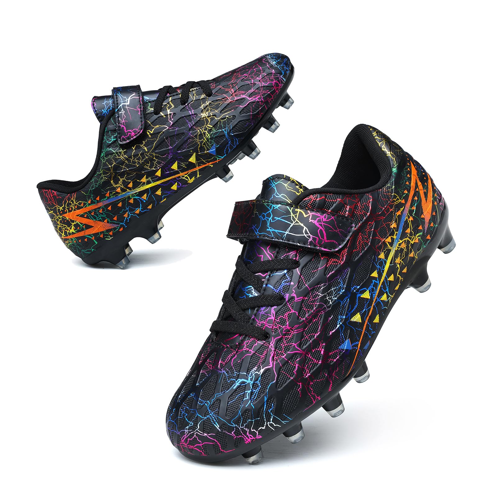 Boys Football Shoes Kids Girls FG/AG Football Athletics Sports Shoes Training Shoes Running Shoes Teenager Indoor Outdoor Trainers for Unisex 31 EU, Black 2, 2.5 UK-image-27