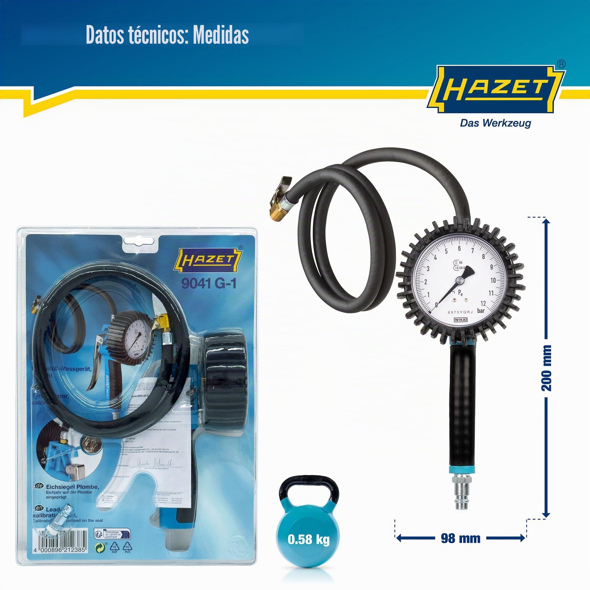 HAZET 9041G-1 Pistola inflado neumaticos Pistola de inflado Pistola para inflar ruedas Pistola para inflar