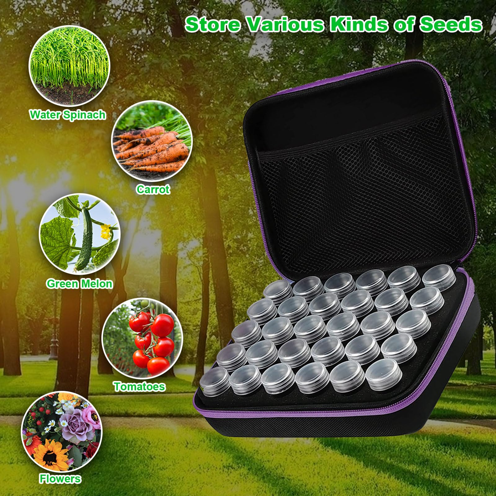 mumisuto 30 Grilles Boîte de Rangement de Graines, Organisateur Rangement de Graines avec étiquettes Autocollantes de Graines, Organisateur de Semences pour Les Tomates Piment d'herbes de Légumes