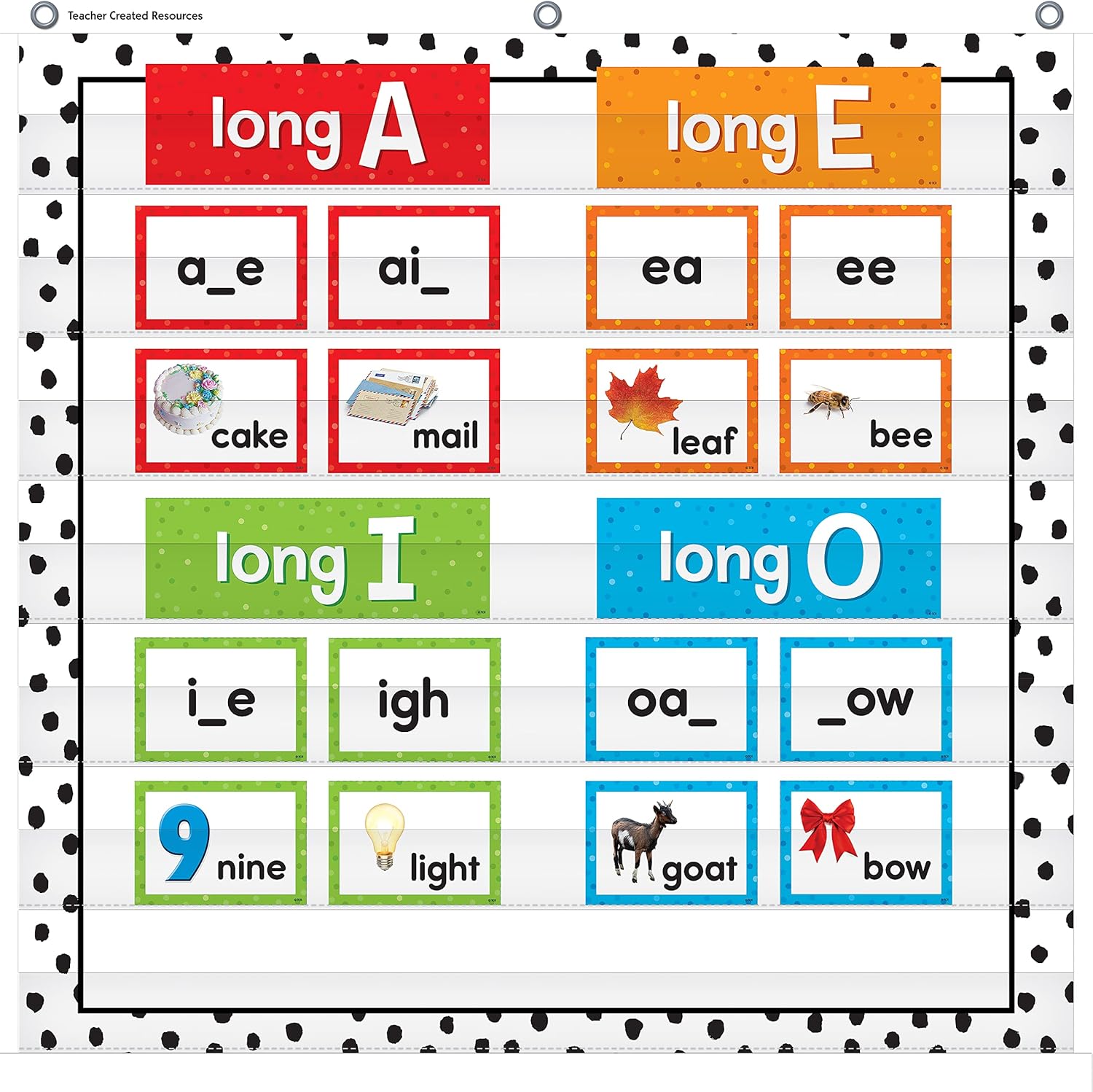 Teacher Created Resources Black Painted Dots on White 7 Pocket Chart (28" x 28") (TCR20103)