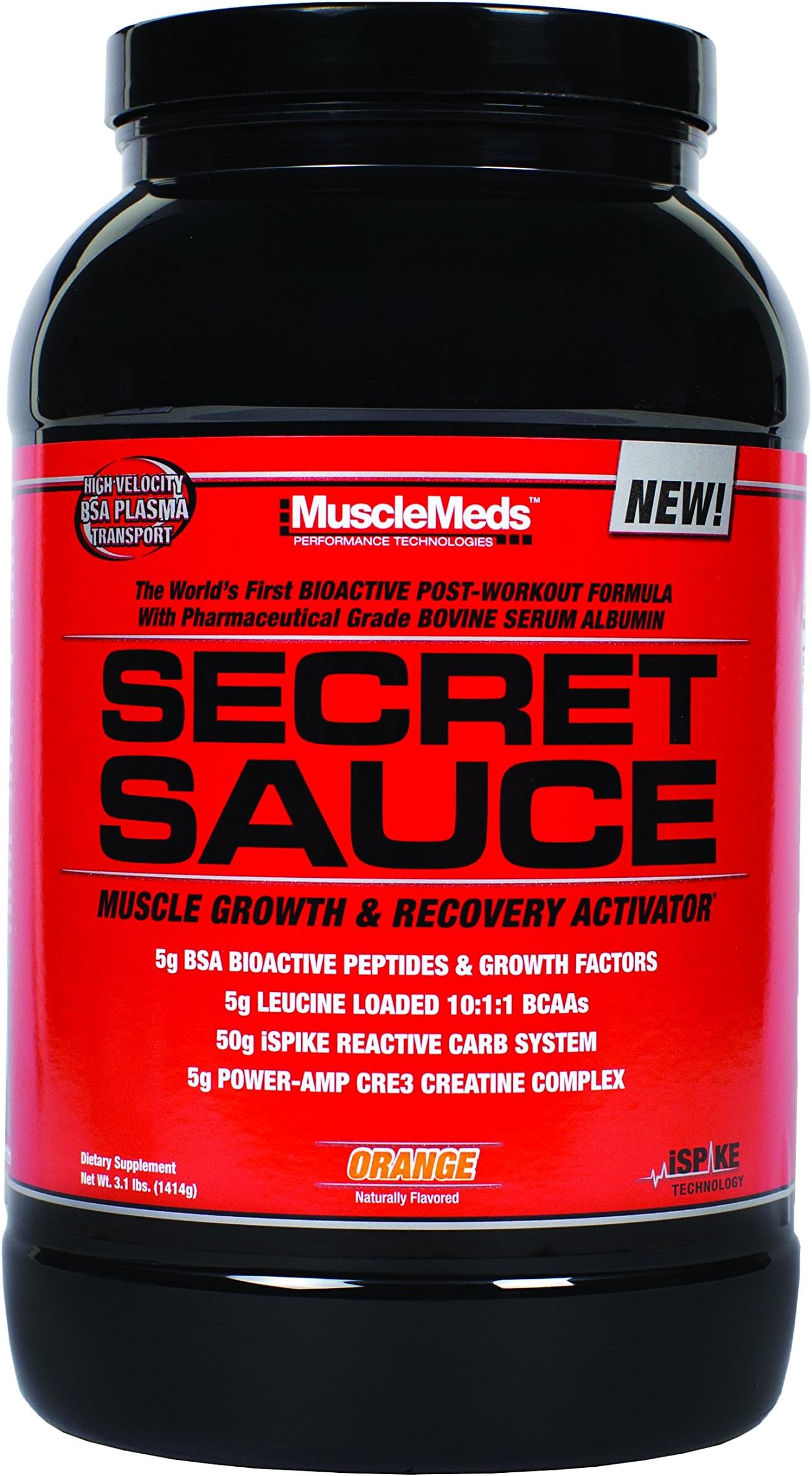 MusclemedsSecret Sauce Post-Workout Muscle Growth and Recovery Activator,Orange 3.1 lbs