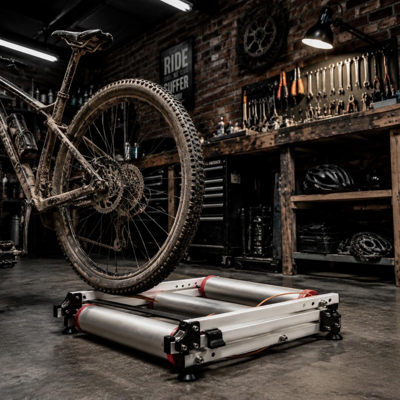 Entrenador de Bicicleta Interior Rodillo Bicicleta Estática Soporte Ciclismo Plegable de Material Ligero Ajustable para Entrenamiento en Interiores