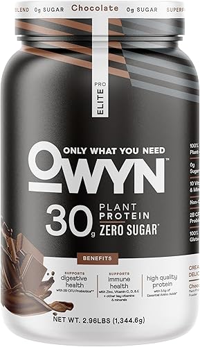 OWYN Only What You Need Pro Elite Vegan 1.06 oz Polvo de alto contenido proteico a base de plantas, cero azúcar (chocolate oscuro, 2.9 libras)