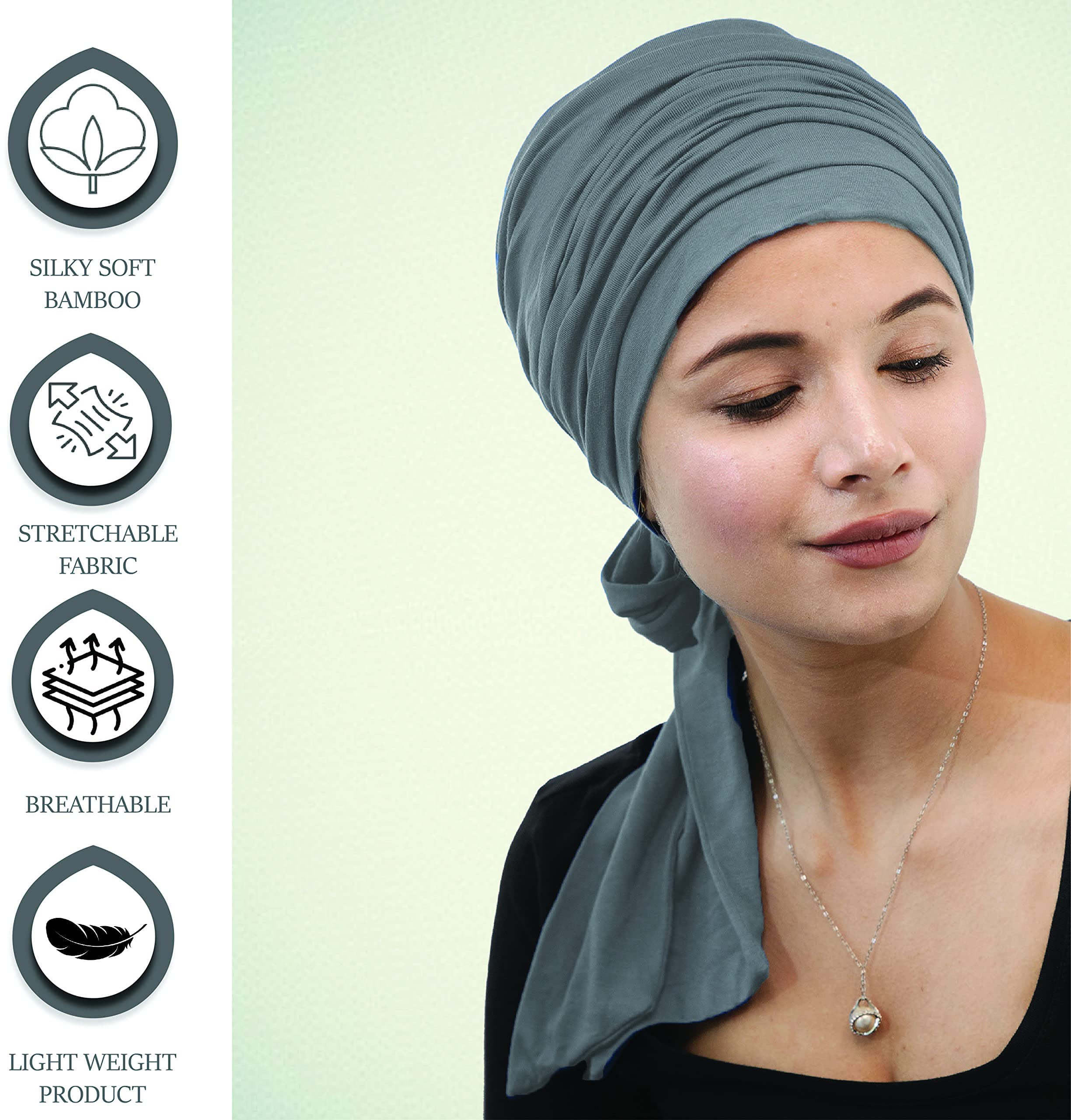 The Headscarves Women's Bamboo Viscose Prana Scarf (HS131_Grey) For Female 1