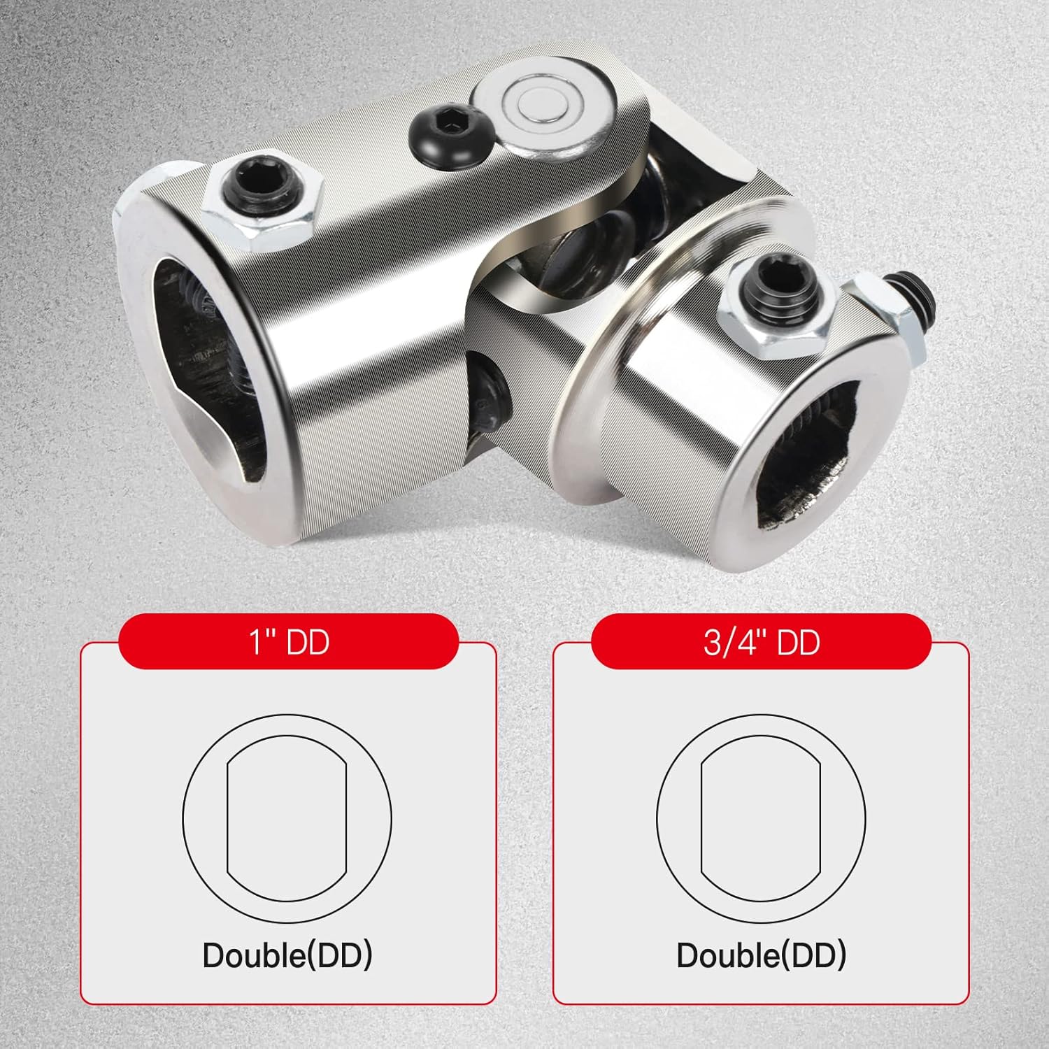 cciyu Chrome Steering joints 1 inch DD X 3/4 DD U-Joint Shaft 83mm