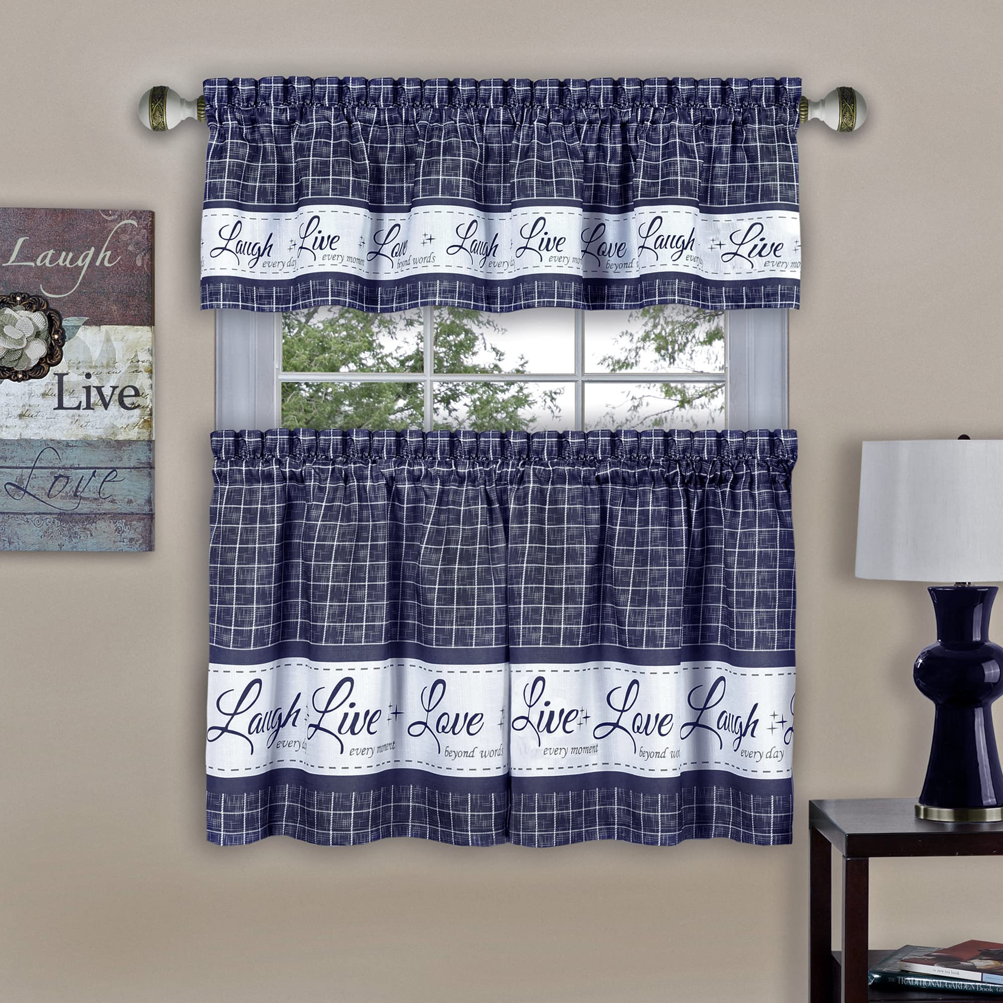 Achim Home Furnishings Fenster-Etagen- und Volant-Set, weich, Polyester, Marineblau, 91,4 x 147,3 cm (B x L), 1 Stück