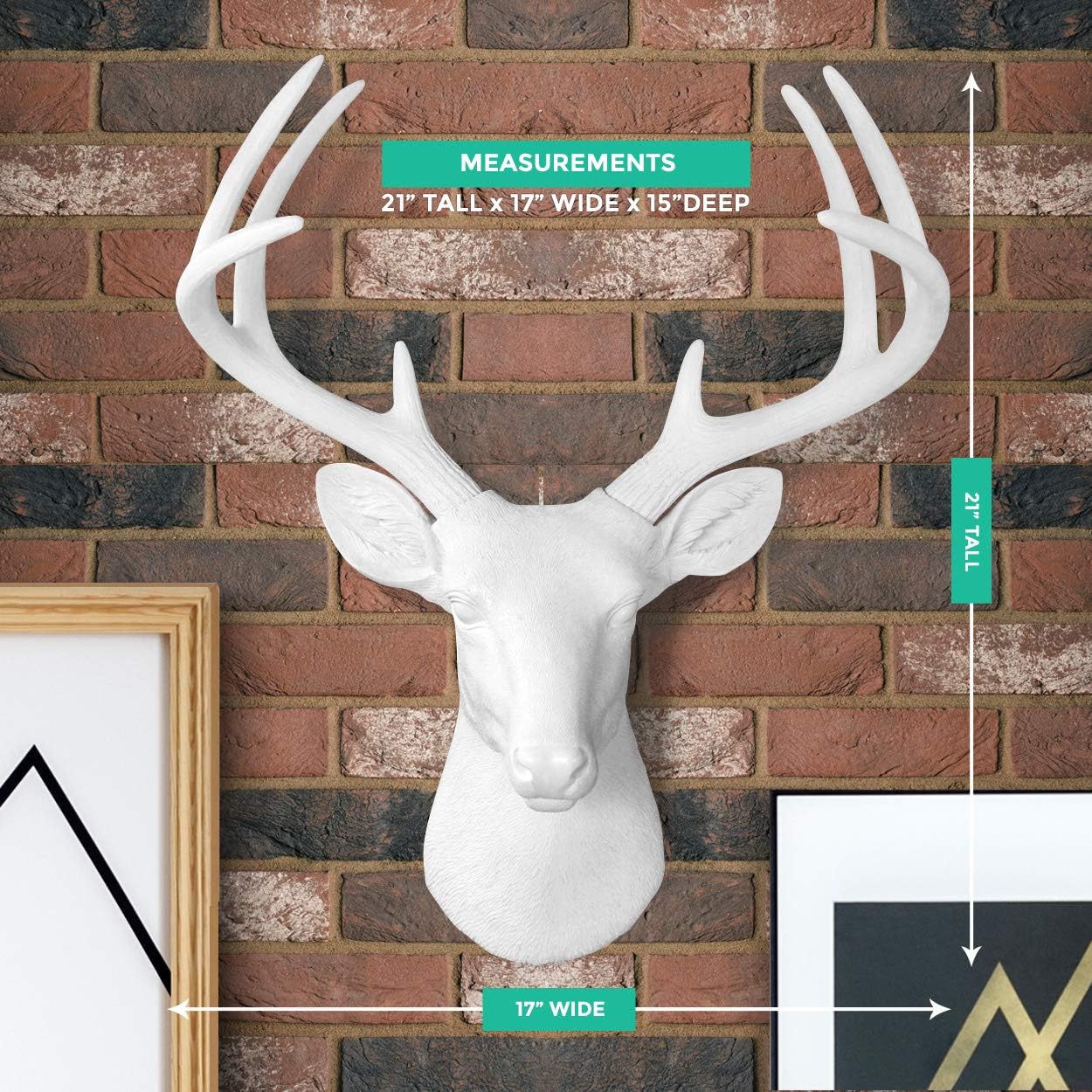 Exсluѕіvе Dіѕсоunt 90% Prісе Wall Charmers Large White Faux Deer Head - 21 inch Faux Taxidermy Animal Head Wall Decor - Handmade Farmhouse Decor - Rustic Wall Decor Deer Antlers