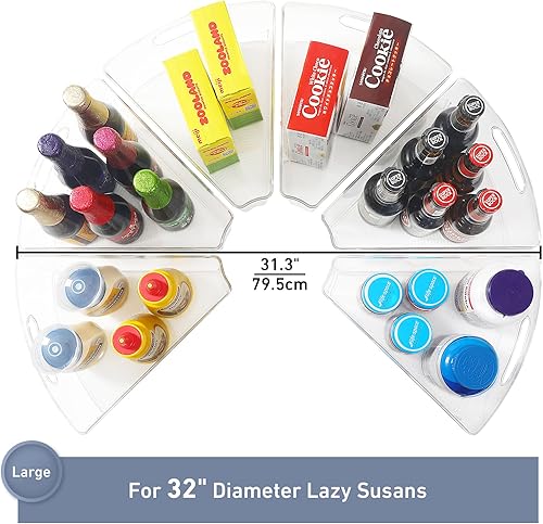 Miniatura 7 de Leeden Lazy Susan Organizador para esquina Lazy Susan de 32 pulgadas de diámetro, contenedores de almacenamiento de plástico para gabinete de cocina