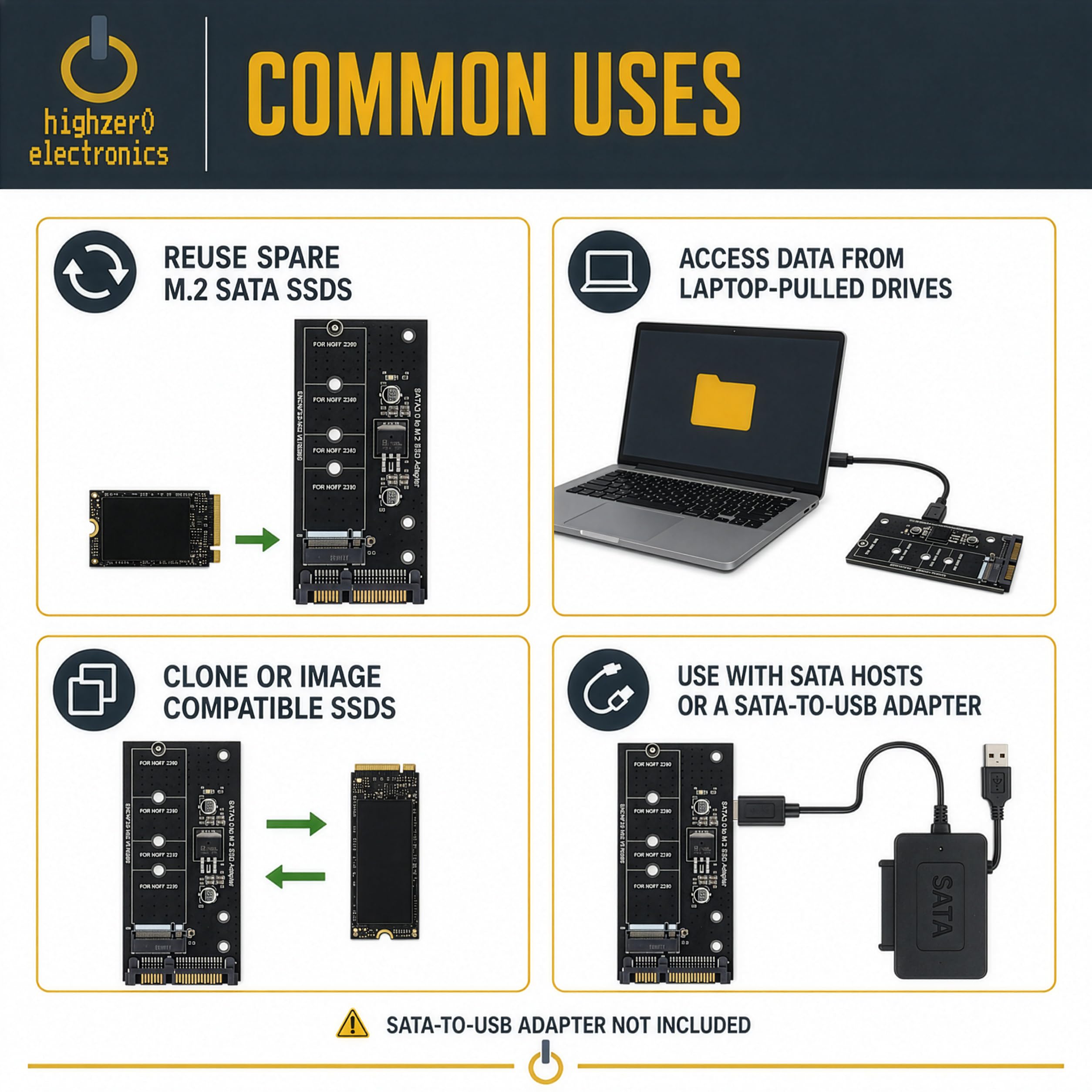 NGFF M.2 Adapter M2 SATA3 Raiser M.2 to SATA Adapter SSD M2 to SATA Expansion Card B Key Suppor 30/42/60/80mm (M.2 to SATA, M.2 to SATA) | Para SSD SATA M2 2230 2242 2260 2280 M.2 | SATA III 6Gbps | Incluye hardware de montaje | No diseñado para SSD NVMe
