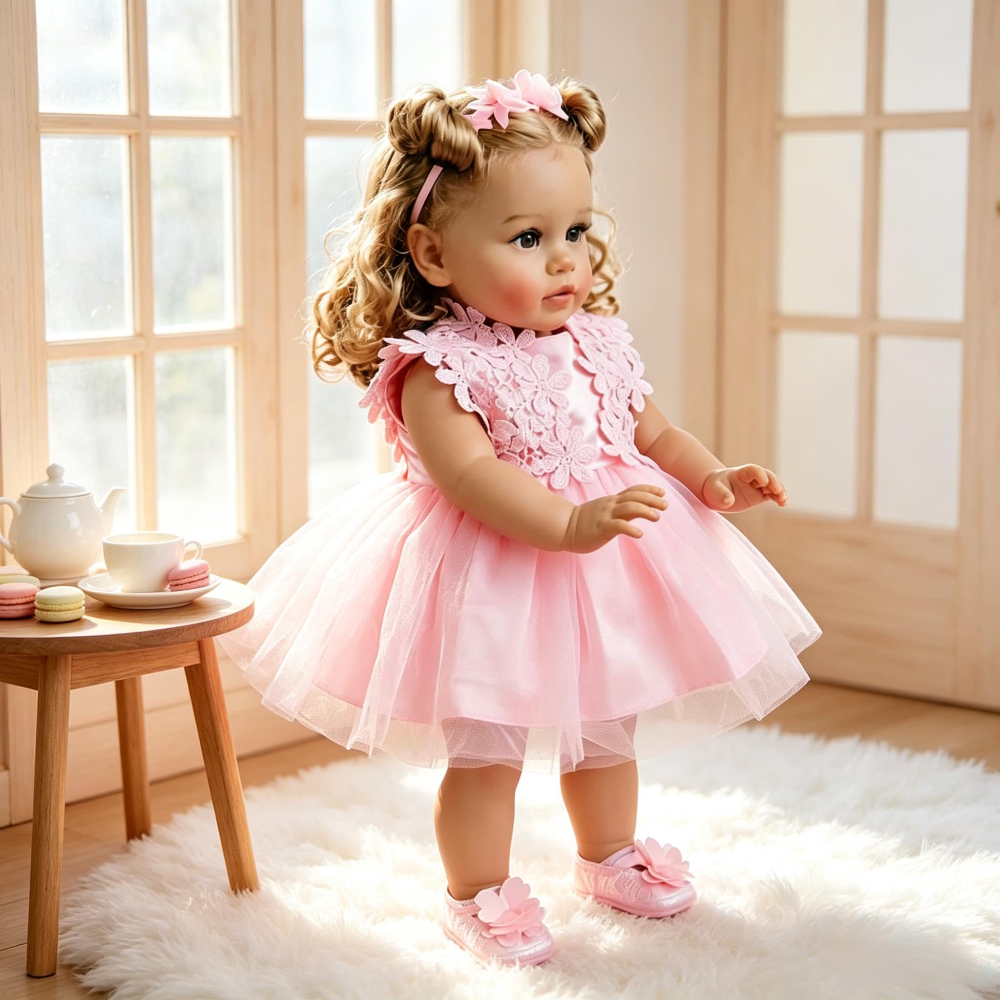 RXDOLL Duży rozmiar Reborn Baby Dolls Girl Pippa 66 cm realistyczne lalki Reborn maluch miękka tkanina winylowa obciążona lalka niemowlęca, która wygląda jak prawdziwe małe dziewczynki z sukienką