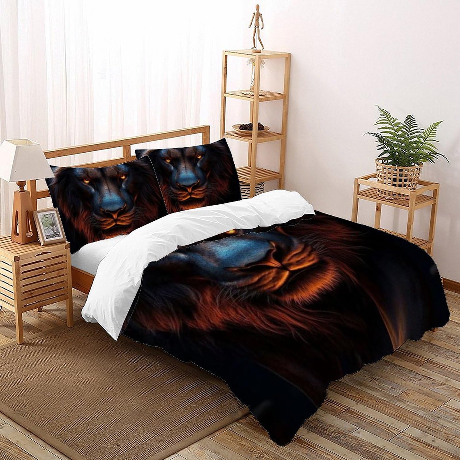 Housse de couette King 220x240 animaux imprimé 3D microfibres lit