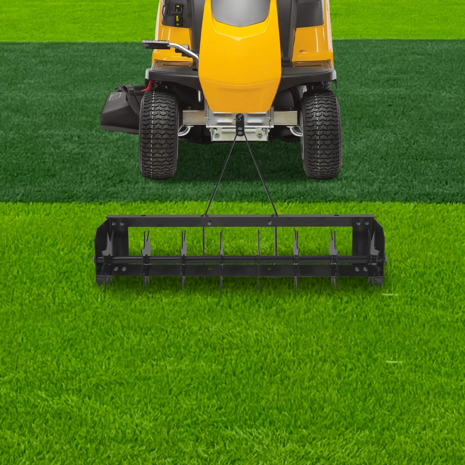 Aerifizierer 81cm für Aufsitzmäher, Geschleppter Rasenbelüfter mit 8 Sternförmige Stacheln, Rasenwerkzeug für Garten, Gras, Terrasse
