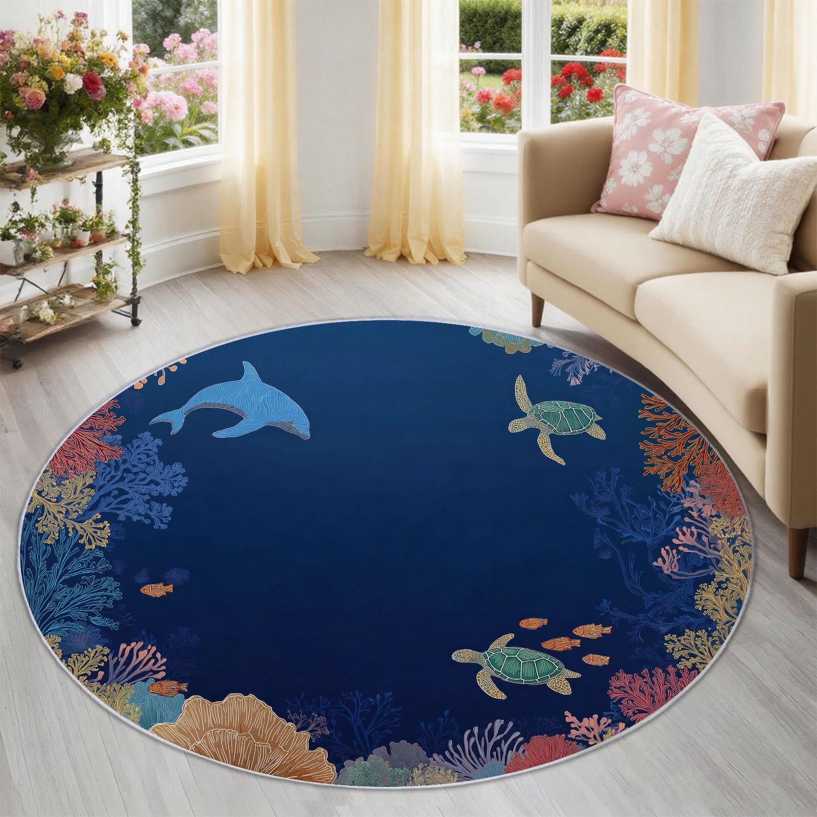Tapis rond bleu foncé 120 cm pour sublimer une chambre adulte ou une salle de jeu