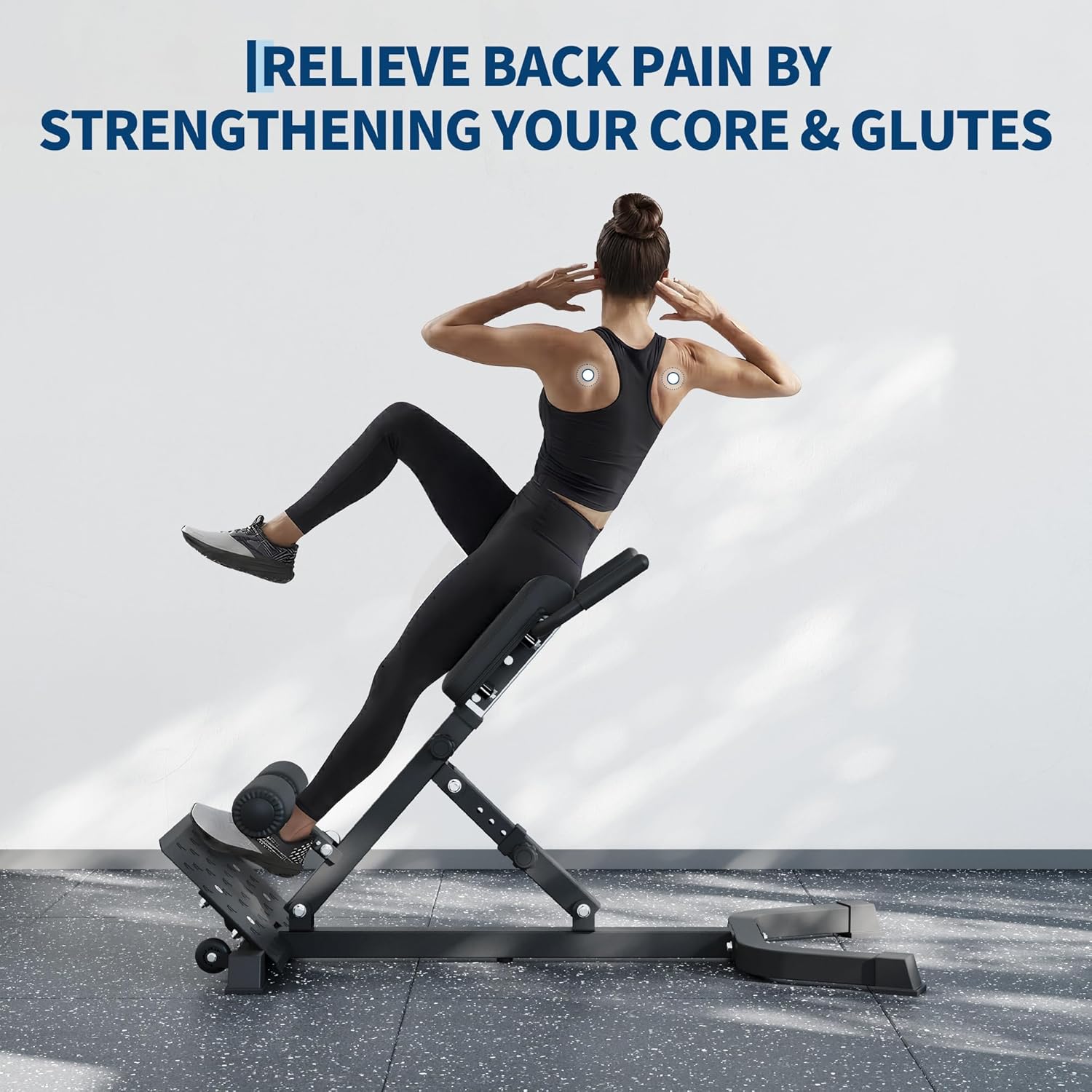 Hyper Back Extension Roman Chair, Foldable Multifunctional Bench for Lower Back, Glutes & Core, Adjustable Incline & Height, Oversized Footplate for Stability, Home Gym Equipment for Full Body Workout
