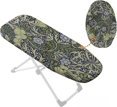 14 x 24 Ironing Board Covers Nylon Buckle Straps Fasteners & Elastic Edge Stain Resistant Breathable,Suitable for Small Size Iron Board Ironing Experience Fresh Green Willow Leaf Print