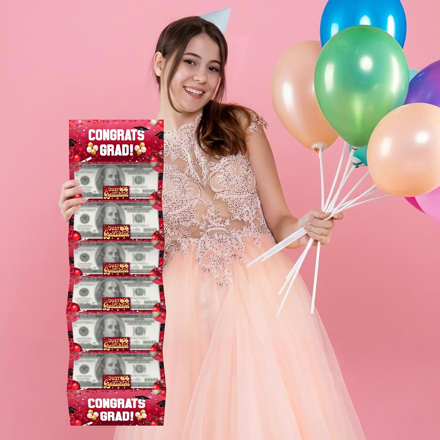 2026 Graduation Money Holder Gifts, Red Balloon Surprise Congrats Grad Money Envelopes For Graduates, Party Cash Card Holder For College And High School Graduation Party Supplies -B05 image 4
