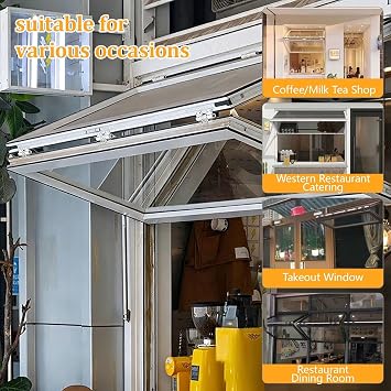 Upward Folding Serving Window, Concession Window, Aluminum Folding Windows, Sliding Concession Windows for Restaurant and Food Truck(W12xH20in/30x50cm)
