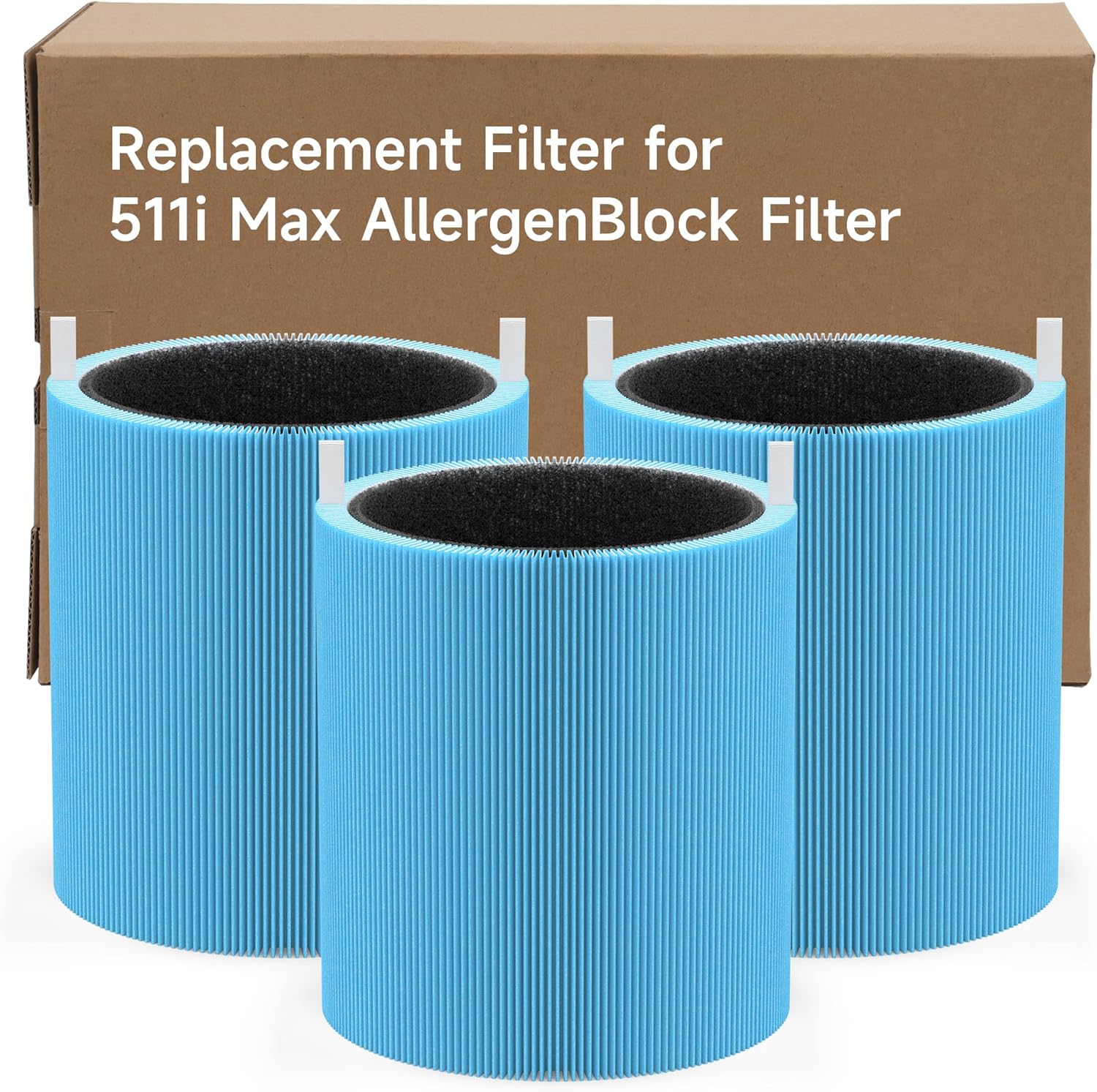 3 Packs 511 AllergenBlock Filter Compatible with Blueair Blue Pure 511 Air Cleaner Purifier, Blue
