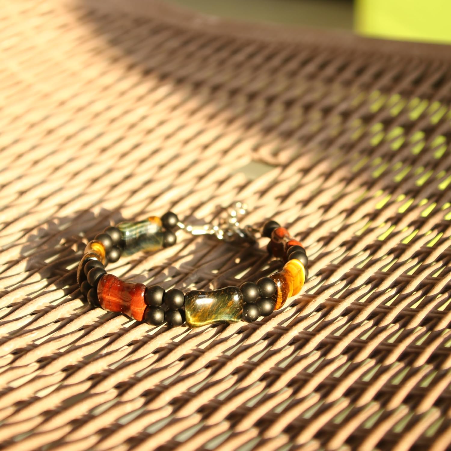 HASKARE Tiger Eye Crystal Bracelets for Men, Natural Tiger Eye Bracelet Multicolored Men Bead Bracelet Healing Crystals Gemstone Durable Wire Beaded Bracelet Unique Gifts for Balance Luck Prosperity - Image 4