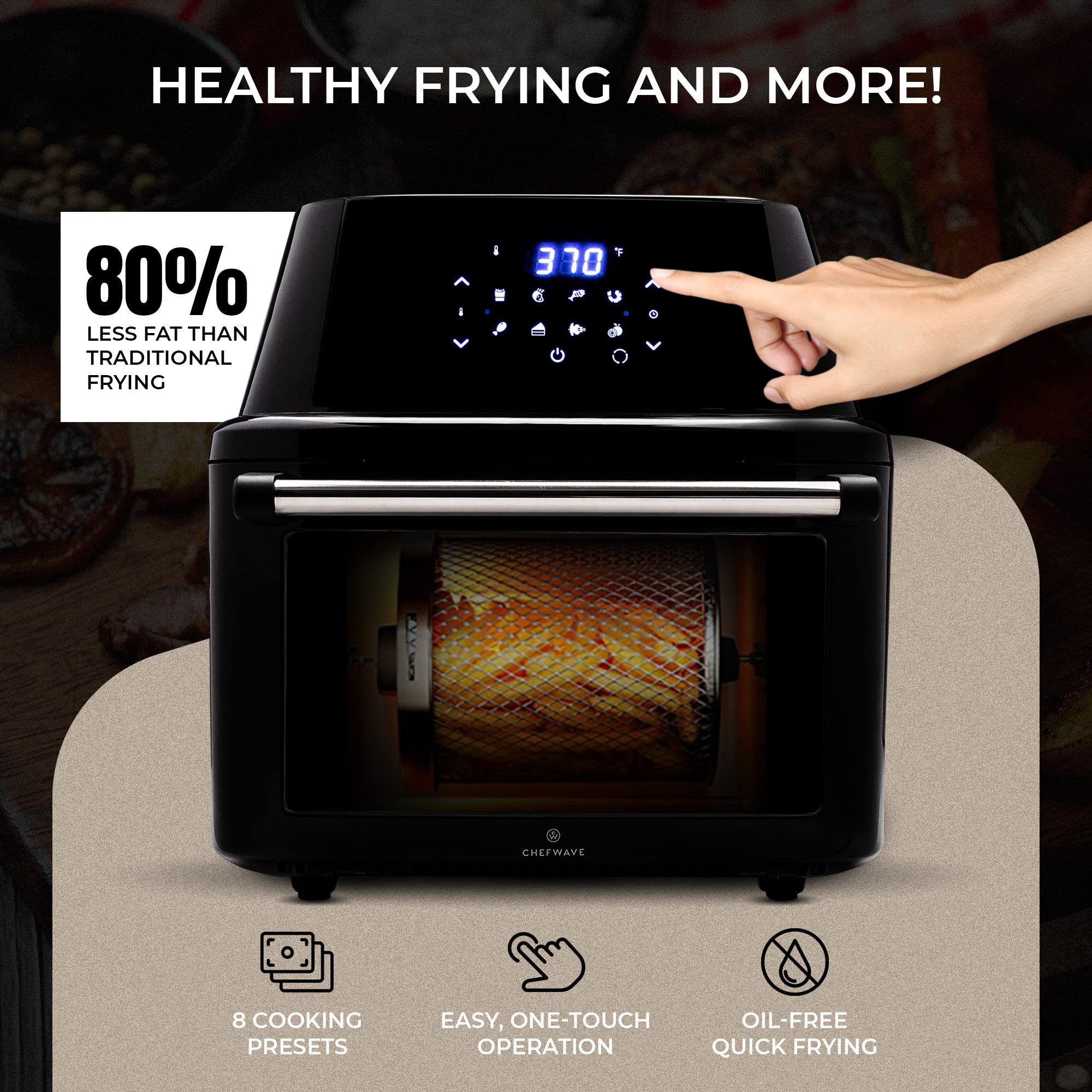 ChefWave Air Fryer Oven Toaster Oven Air Fryer Combo 16 Quart