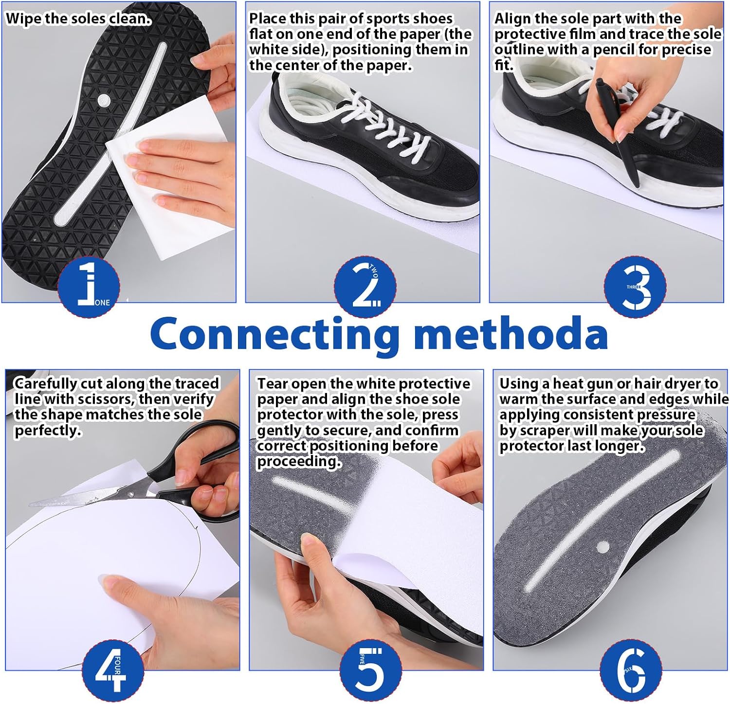 8Pcs Sole Protector for Sneakers Shoe Bottom Protector 5.1 ×13 Inches