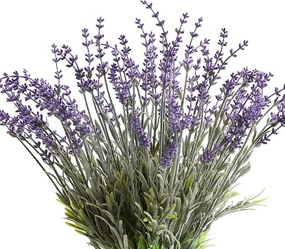 Artificial Lavender Flowers with Silk Flocked Fake Lavender Plant for Wedding Home Table Centerpiece Decor-Pack of 4