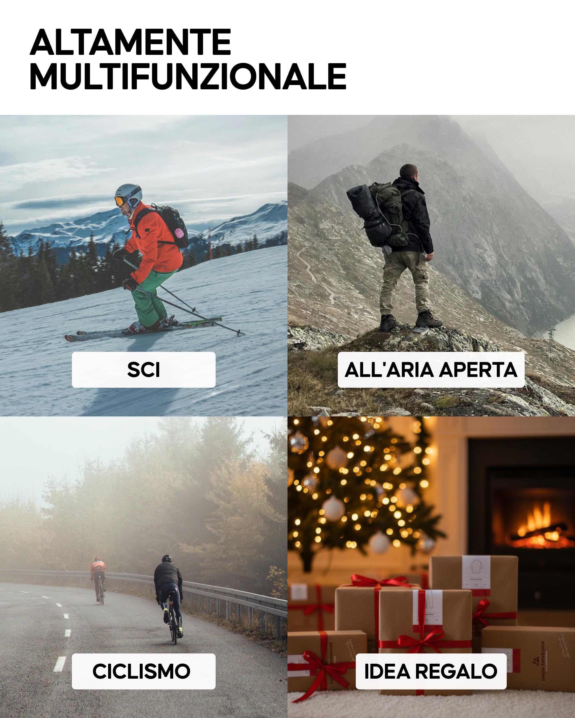 DANISH ENDURANCE Passamontagna Moto Invernale 100% Lana Merino, Balaclava Copertura Viso Regolabile, Ski Mask, Ideale per il Freddo e all'Aperto, Unisex