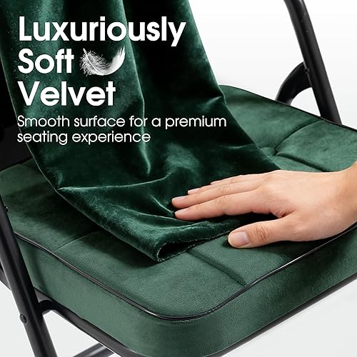 Miniatura 6 de Juego de 4 sillas plegables acolchadas, sillas plegables resistentes con cojín, juegos portátiles y cómodos para comedor, oficina, fiesta, mesa de