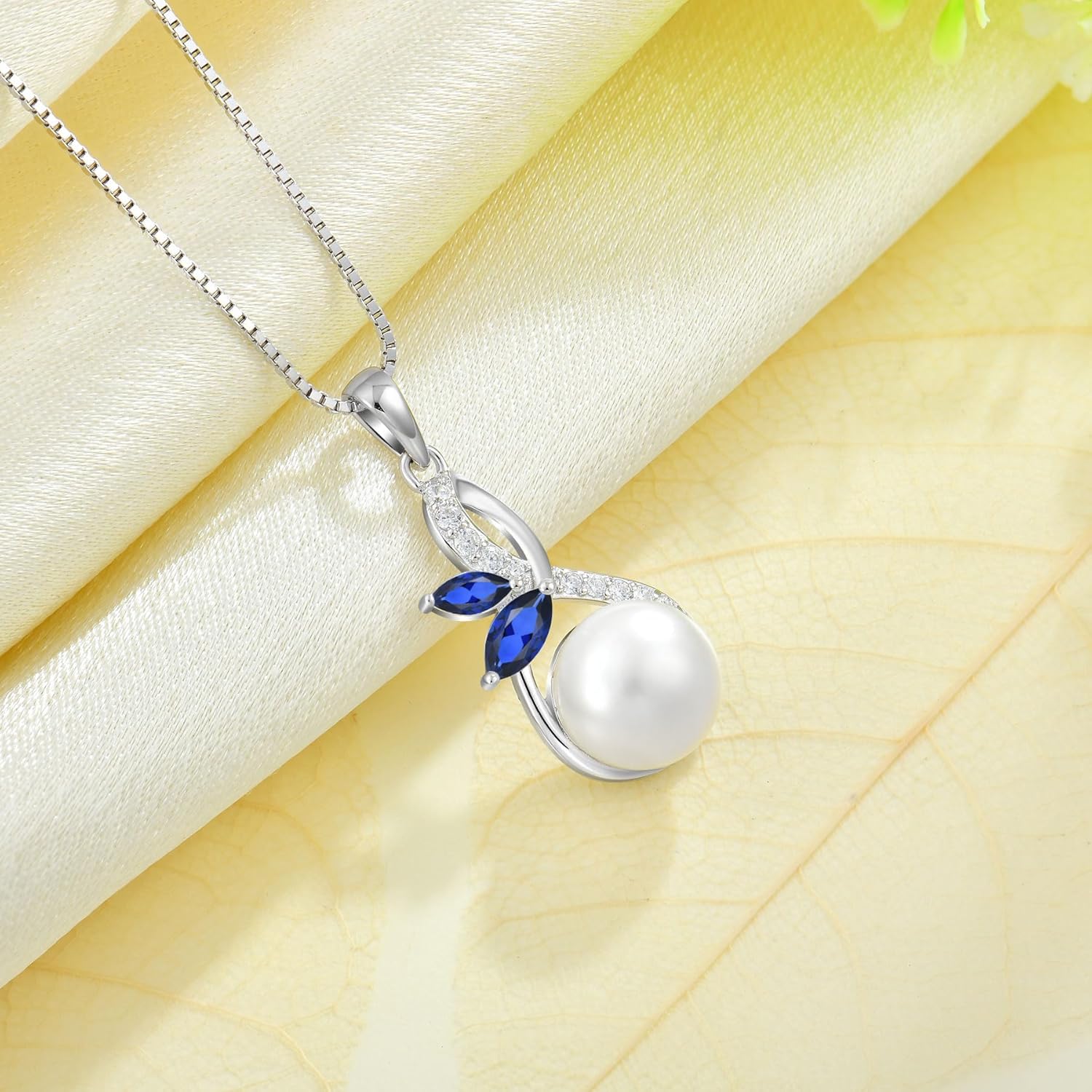 Pearl Necklace 925 Sterling Silver Infinity Butterfly Necklaces with 10mm Freshwater Cultured Pearls Jewelry Christmas Birthsday - Image 2
