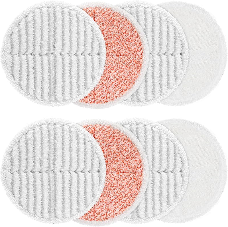 8 Pack Mop Pads Replacement for Bissell Spinwave 2124 Hard Floor Spin Mop | for 2039A, 2307, 23157, 23159, 20393, 20399 Hard Floor Spin Mop, 2 Soft Pads, 4 Scrubby Pads, 2 Heavy Scrub Pads