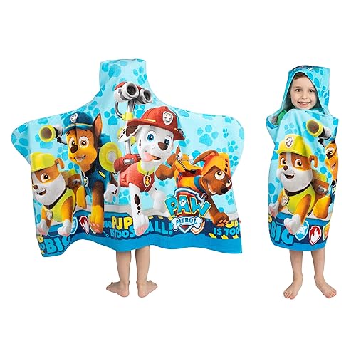 Paw Patrol Blue Bath/Pool/Beach Soft Cotton Terry Hooded Towel Wrap,