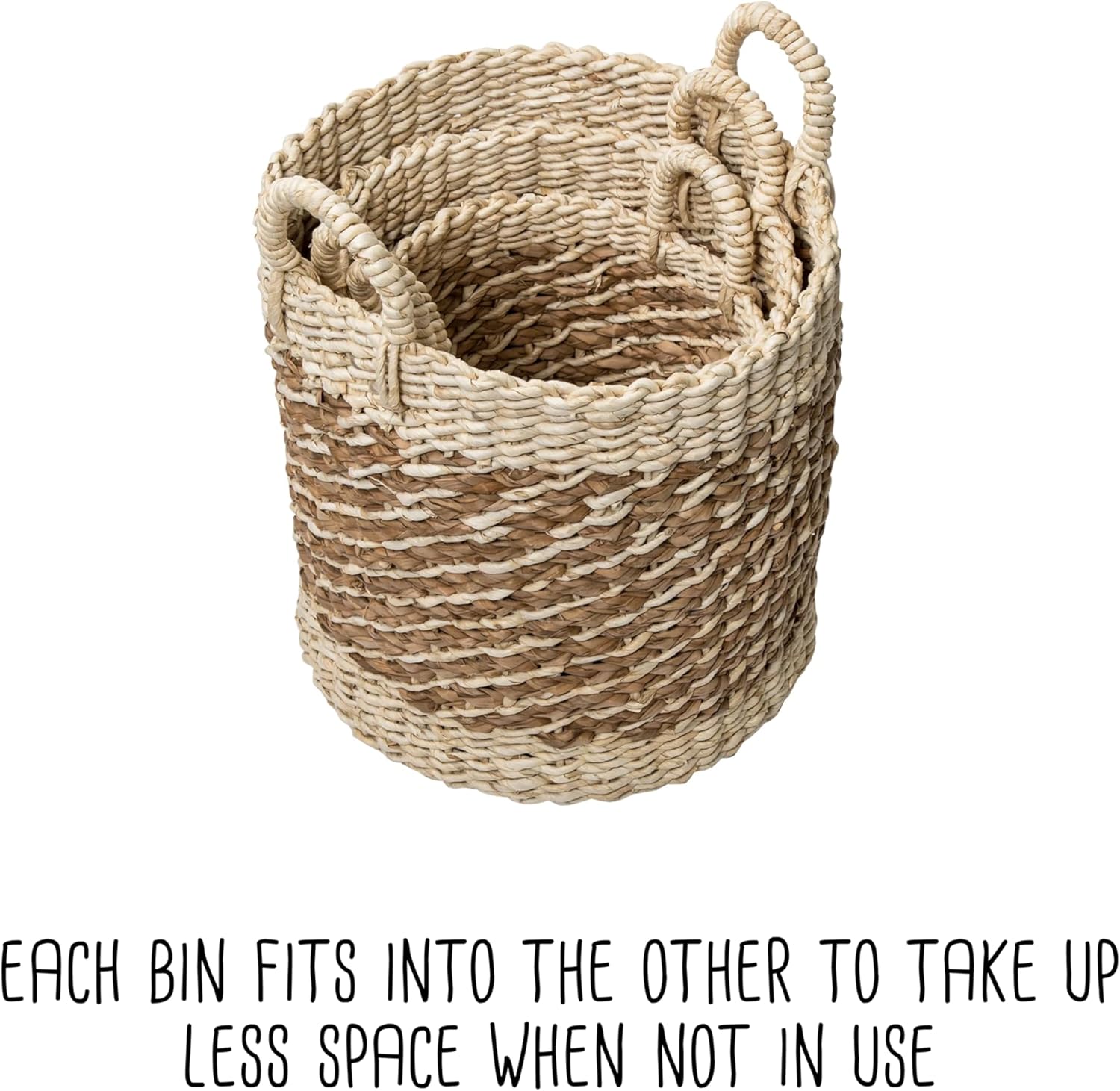 Set of 3 Nesting Tea Stained Woven Baskets STO-07883