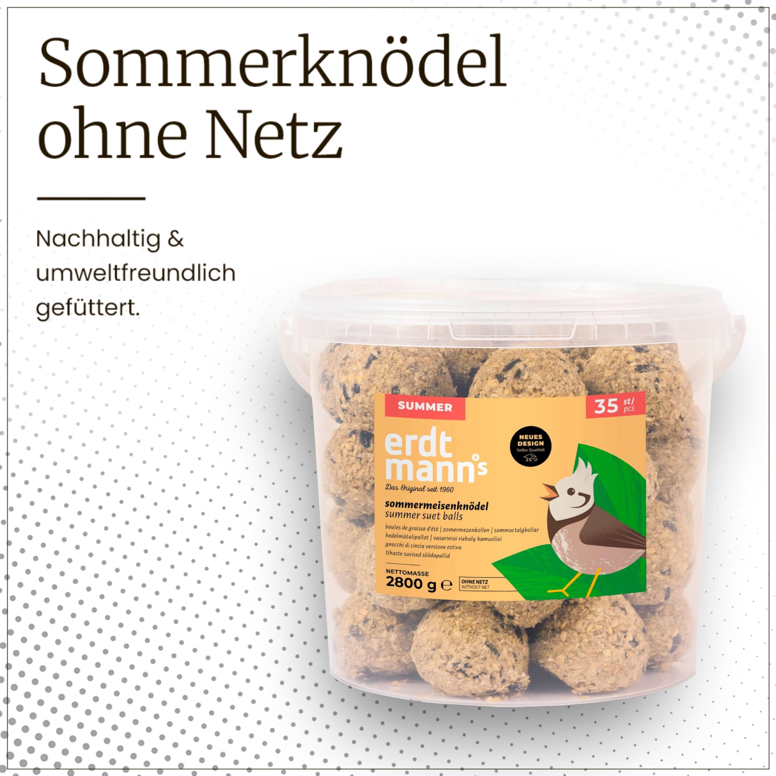Erdtmanns Sommer-Meisenknödel ohne Netz im Eimer 3 kg – nachhaltige Vogelfütterung mit Fruchtpellets & Getreideflocken – leichte Nahrungsaufnahme – ideal für Sommerfütterung