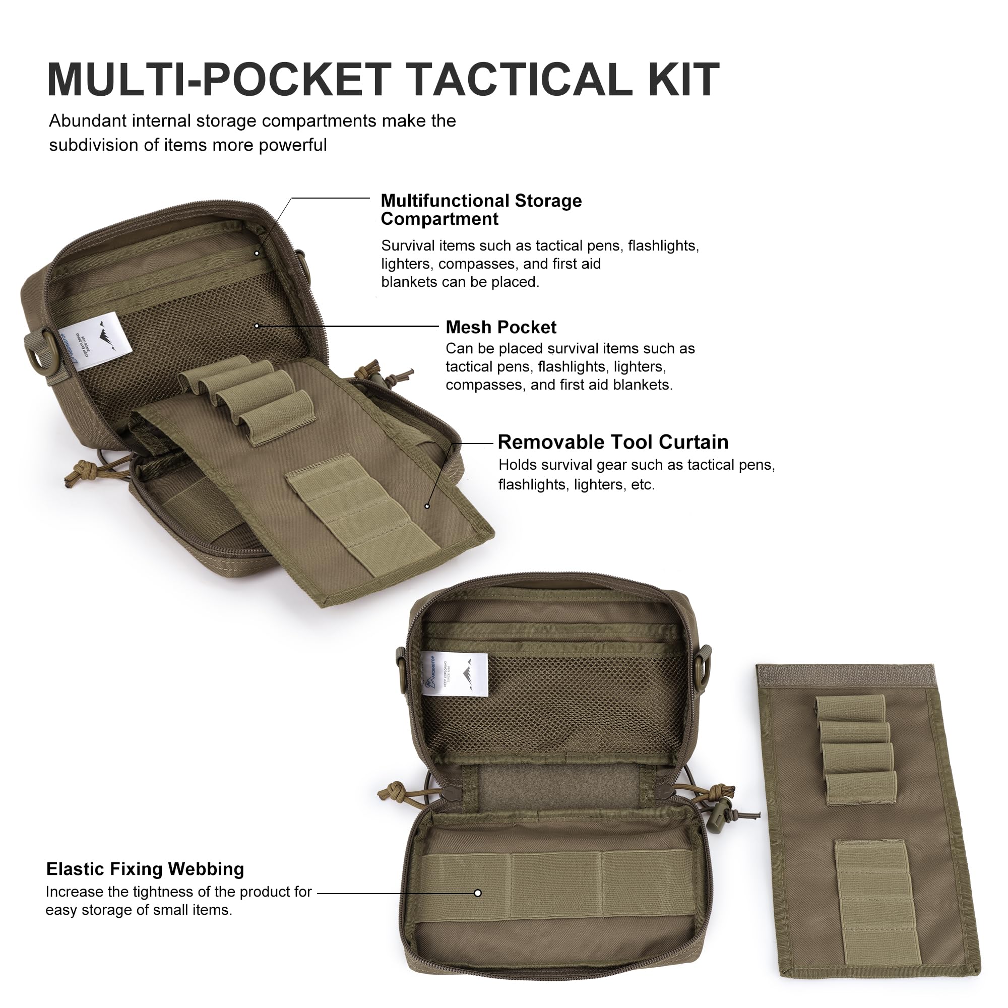 Mardingtop MOLLE Tasche, Universaler EDC Organizer Pouch Mit Abnehmbarem Insert Und Schultergurt Für Taktische Ausrüstung, Laufen, Radfahren, Camping Und Outdoor Aktivitäten