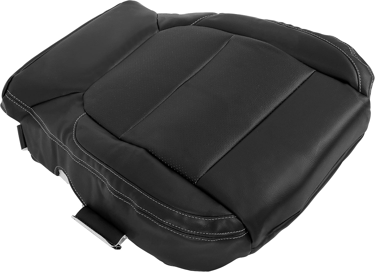 ECOTRIC Synthetic Leather Seat Covers Driver Bottom Side Compatible with 2019 2020 2021 Silverado Crew Cab Black LT WT
