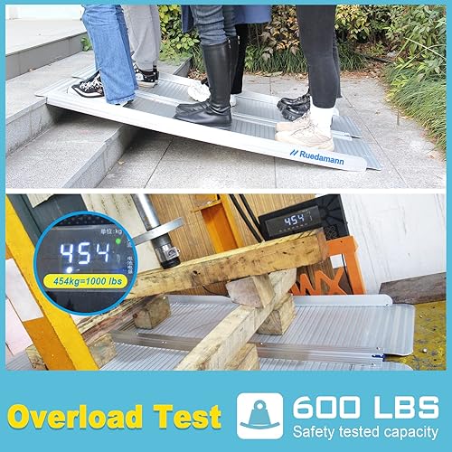 Miniatura 15 de Ruedamann Rampa para silla de ruedas de 2 pies, rampa portátil para silla de ruedas para la entrada del hogar, diseño más ancho, rampas plegables