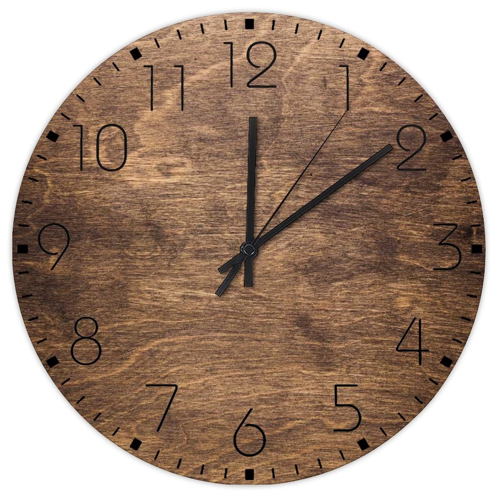 Horloge murale silencieuse pour chambre et bureau grande horloge bois sans tic-tac