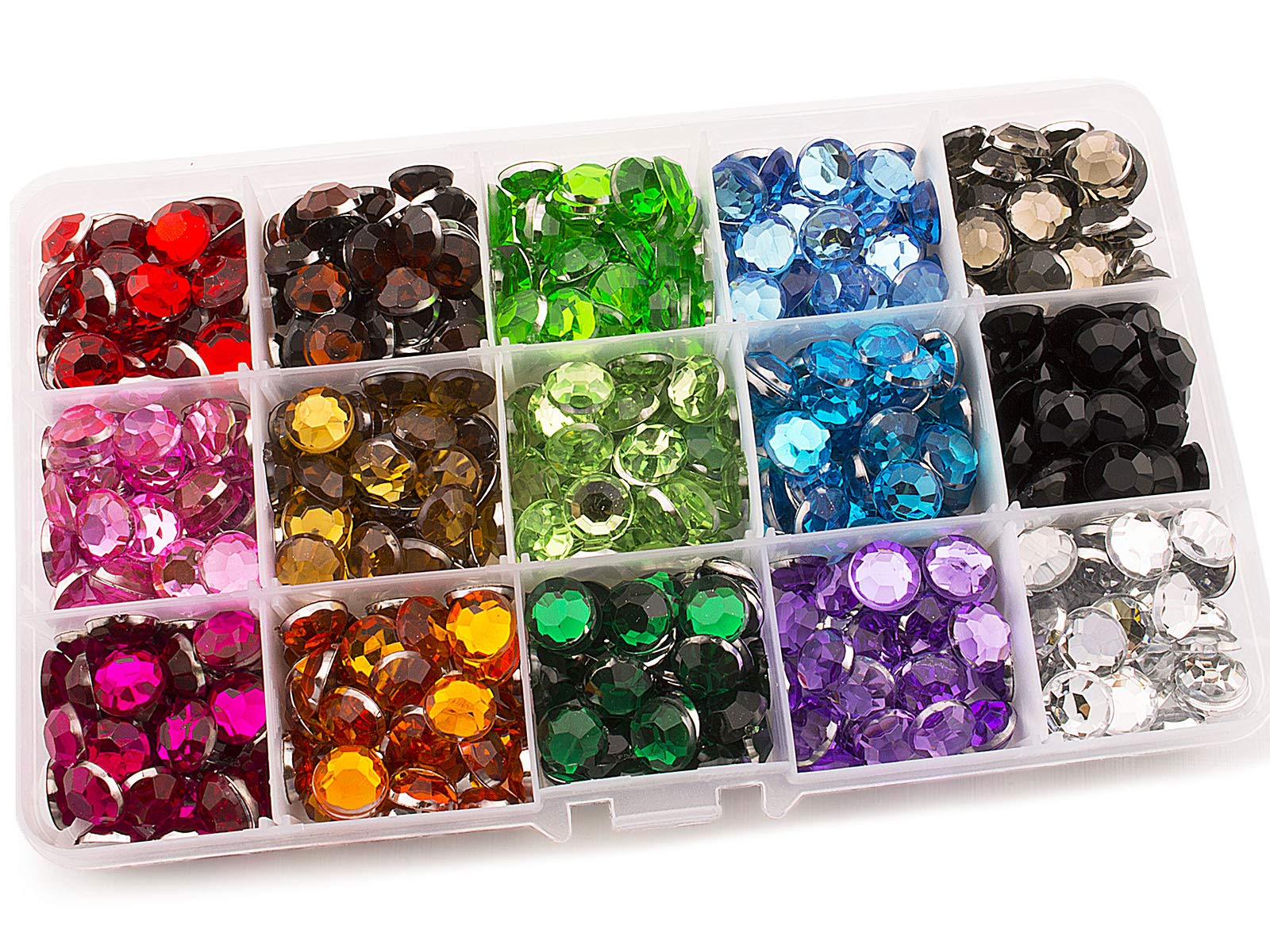 Rhinestones 10mm Assorted Color boîte de strass à coller pour ateliers de mercerie