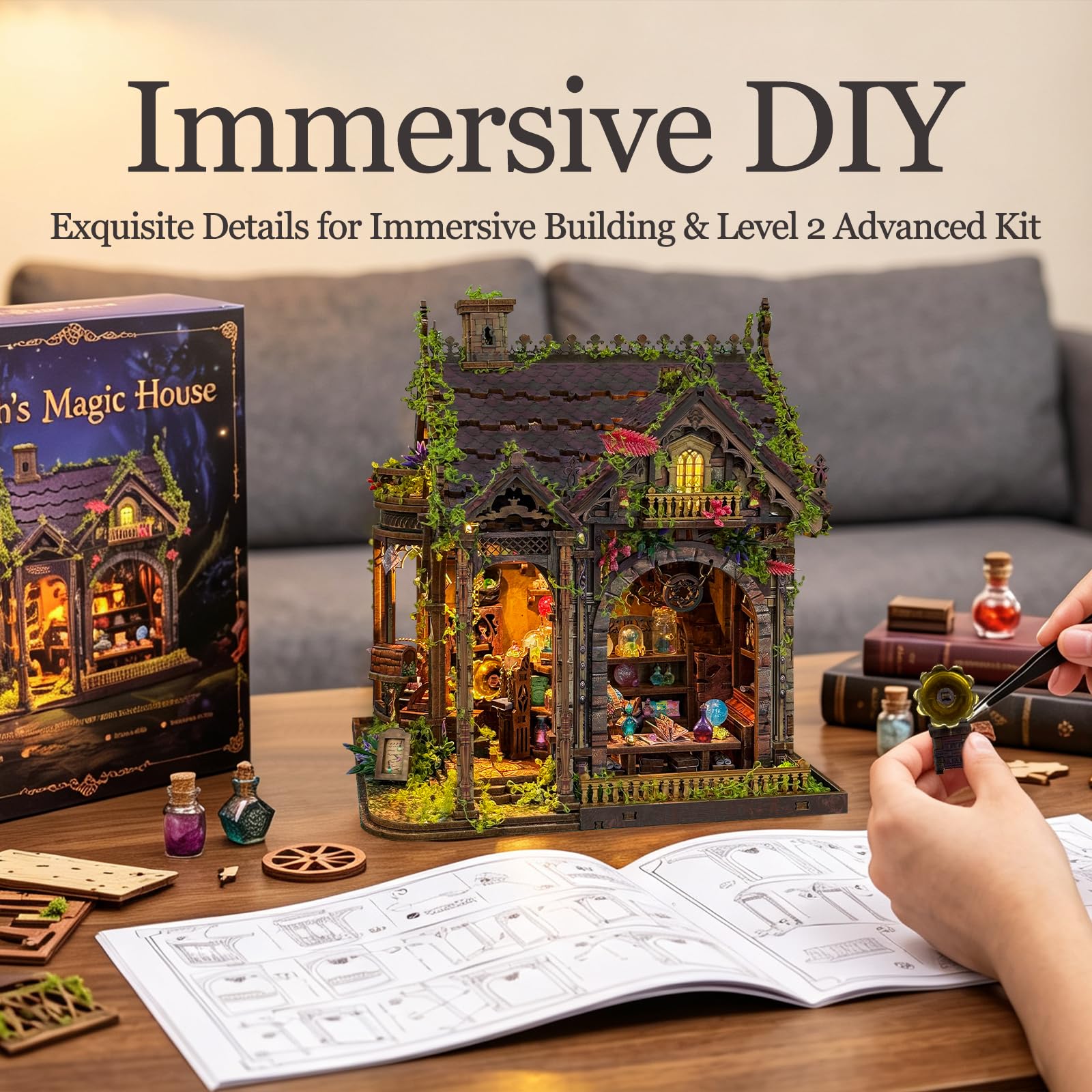 Magic Grocery miniaturowy zestaw do budowy domu – drewniane puzzle 3D z