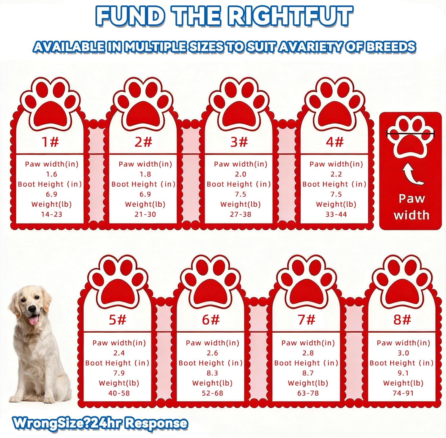 Dog Boots for Winter Snowy Day Water-Resistant Dog Shoes for Small Medium Large Dogs Paw Protectors for Outdoor Hiking Walking (Red, 6# (Width 2.6inch) for 52-68bs)