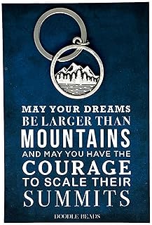 May Your Dreams Be Larger Than Mountains, Mountain Keychain & Card Quote, Graduation Gift For Boys & Men