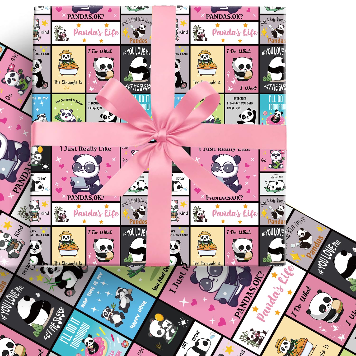 VIVIKCT Pack of 5 Panda Gift Wrap 20" x 30"