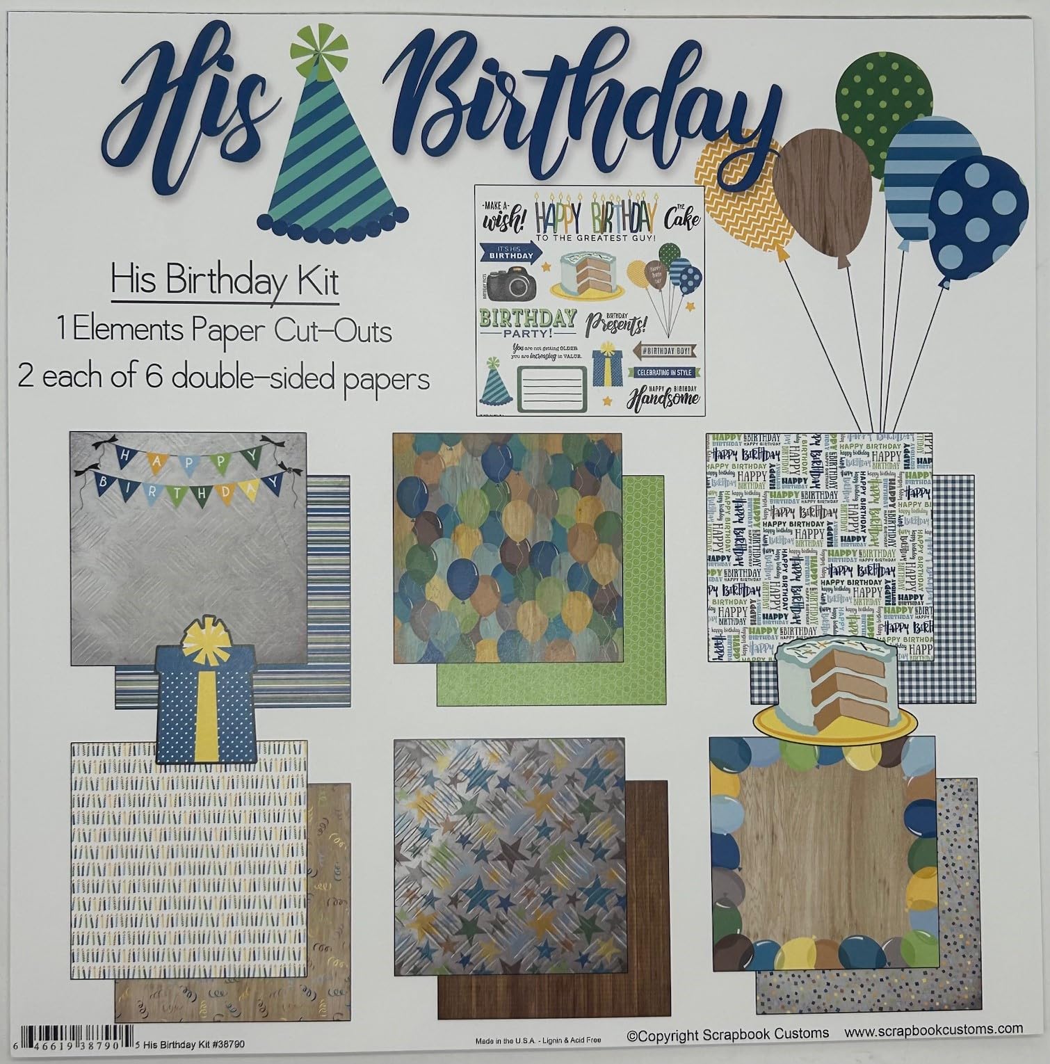 Scrapbook Customs Zestaw do scrapbookingu, niebieski, zielony, srebrny i brązowy