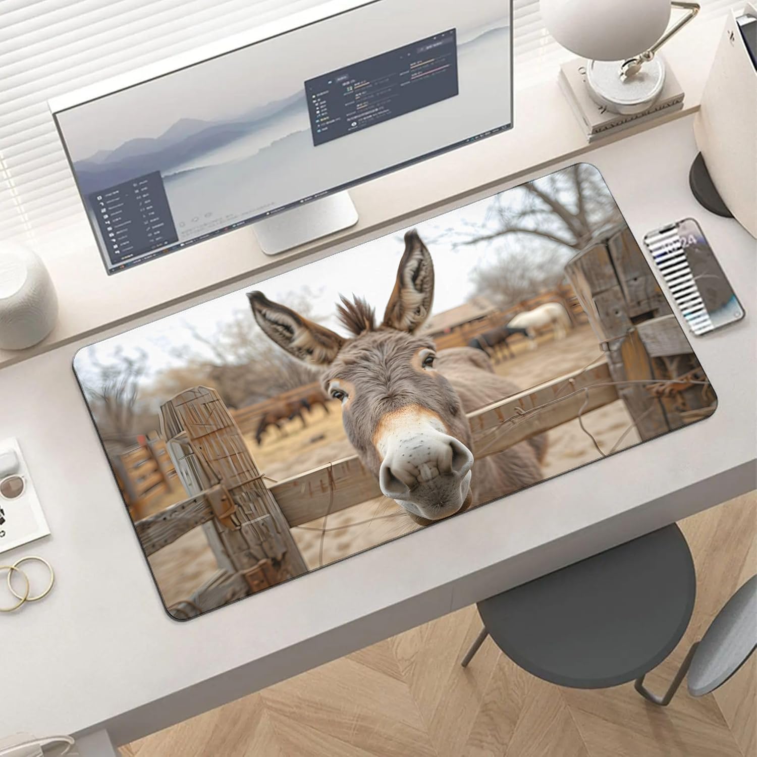 XXL Gaming Mouse Pad Animal Donkey XXL Gaming Mouse Pad Large Desk Mat Protector for Desktop, Anti-Slip Rubber Extended Computer Keyboard Mat Writing Pad Mousepad for Work Office, 15.7*35.4 In,B-1751