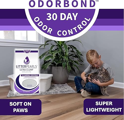 Miniatura 9 de Tracksless Litter Pearls - Arena para gatos, cristales blancos, transparentes y azules, arena para gatos Litter Pearls Tracksless de 20 libras,
