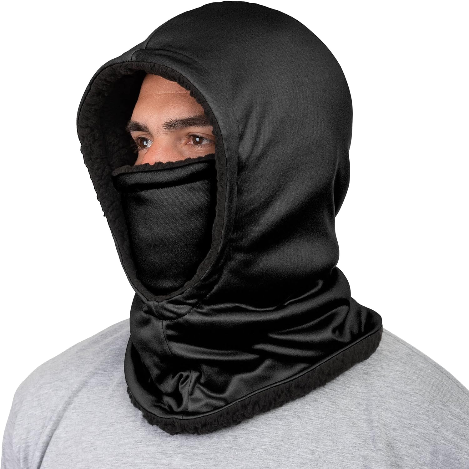 foco Solid Black Hooded Gaiter Scarf