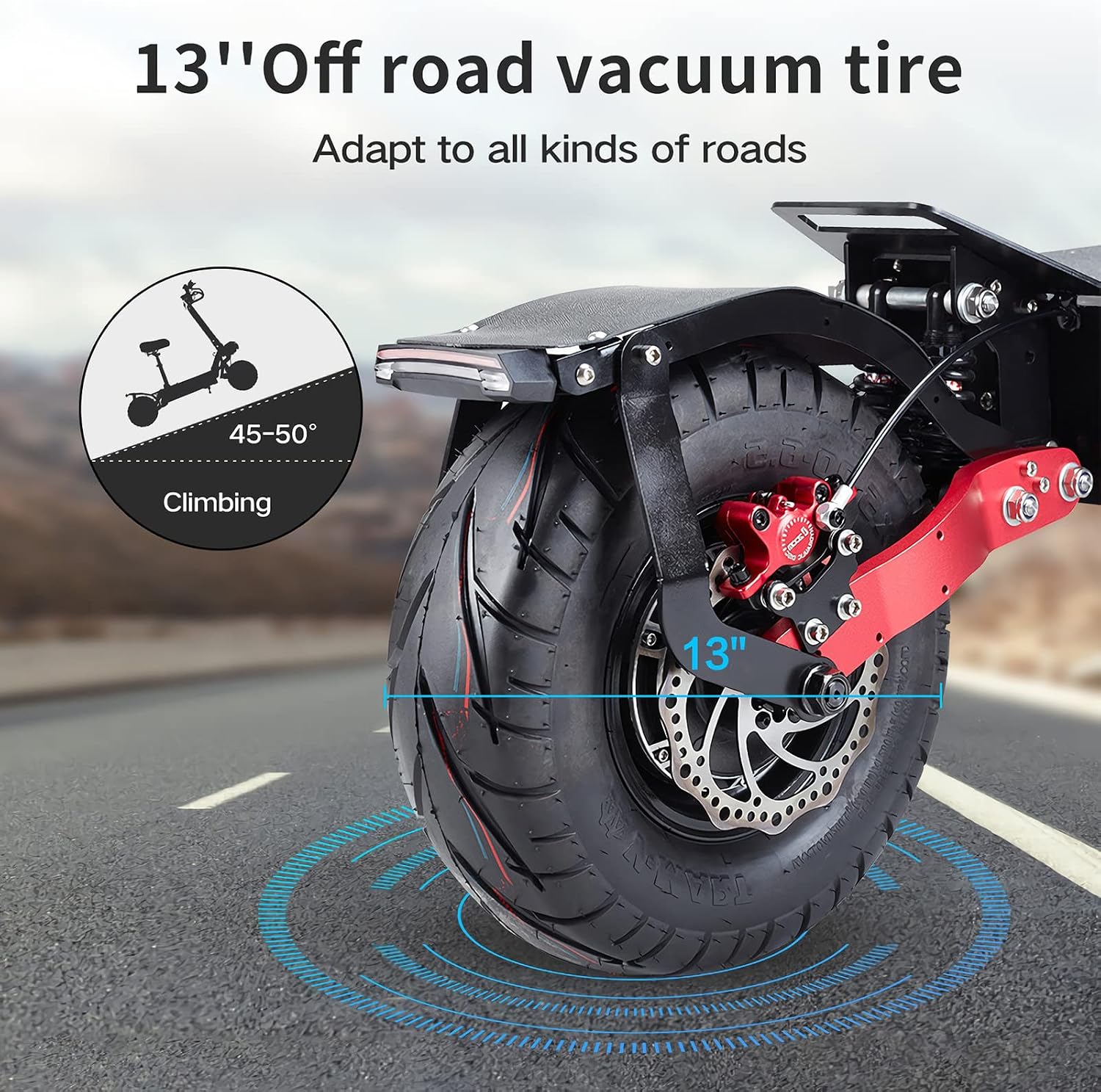 HWWH Electric Scooter dual LED headlights and rear warning light
