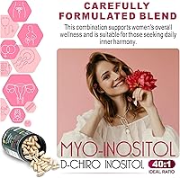 Vista 2 de Suplemento de mio-inositol y D-Chiro Inositol 6 en 1 premium 40:1 para mujeres con folato, berberina HCl 97%, vitamina D3 y K2 - Equilibrio hormonal